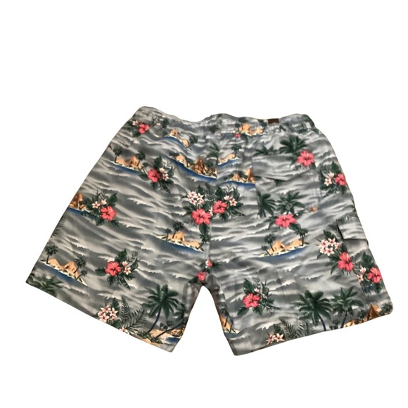 US Apparel Men's Tropical Hawaiian Swim Trunks Shorts Aloha Palm Tree Flowers L - Picture 4 of 5